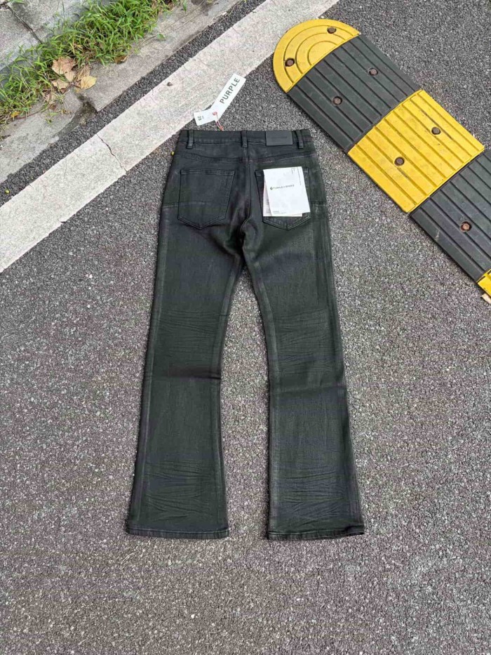 Purple Brand Spliced Black Layer Crinkled Unisex Flared Jeans 29554955
