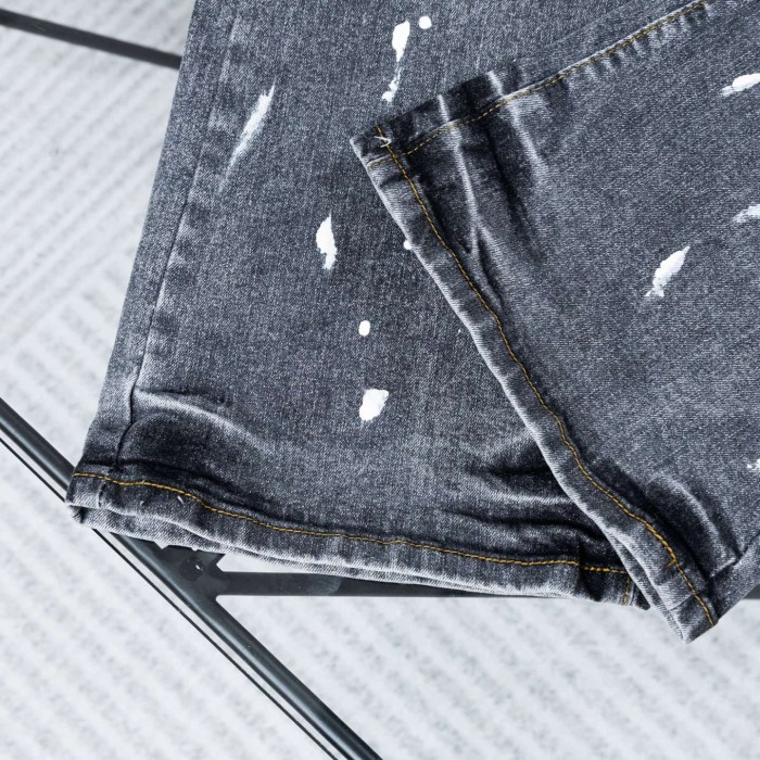 Purple Brand Washed White Splatter Paint Dots Flared Ripped Jeans 29554693