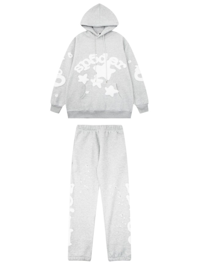 [50% Off]Young Thug-Sp5der Digital number 5 and stars Print hoodie & pants set