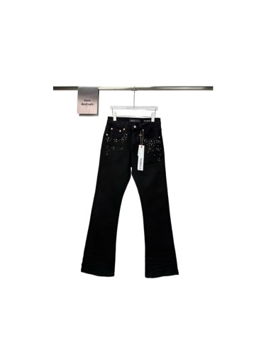Purple Brand Pocket Metal Rivet Couple Flared Wide Leg Jeans 29554729