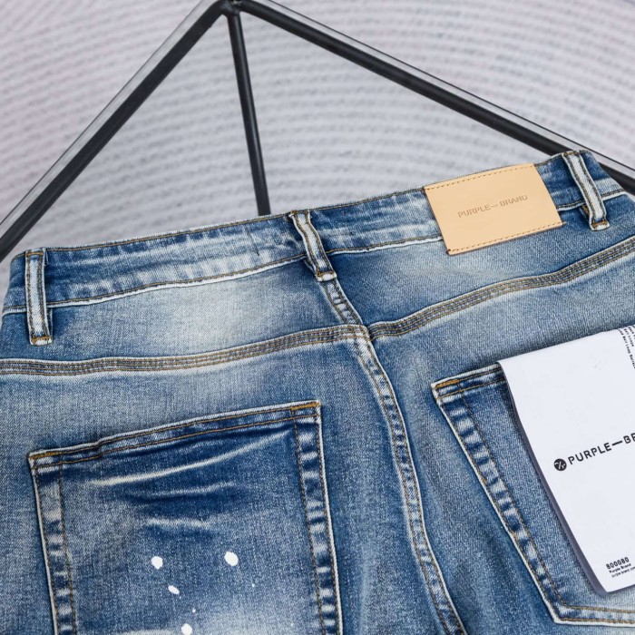 Purple Brand Washed Distressed White Dot Splatter Flared Jeans 29554718