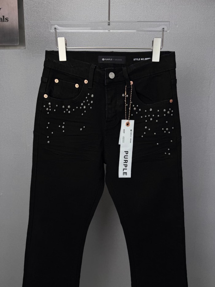 Purple Brand Pocket Metal Rivet Couple Flared Wide Leg Jeans 29554729
