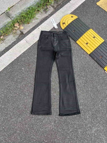 Purple Brand Spliced Black Layer Crinkled Unisex Flared Jeans 29554955