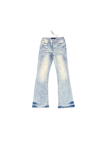Purple Brand Light Blue Wash XP Letter Embroidery Whiskering Flare Jeans 29554968