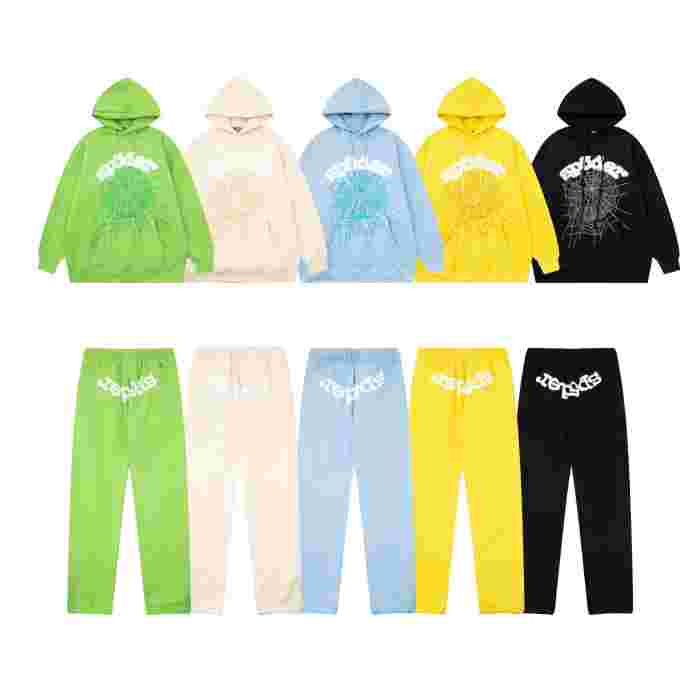 [50% Off]Young Thug-Sp5der Arc-shaped sp5der web print hoodie & pants set