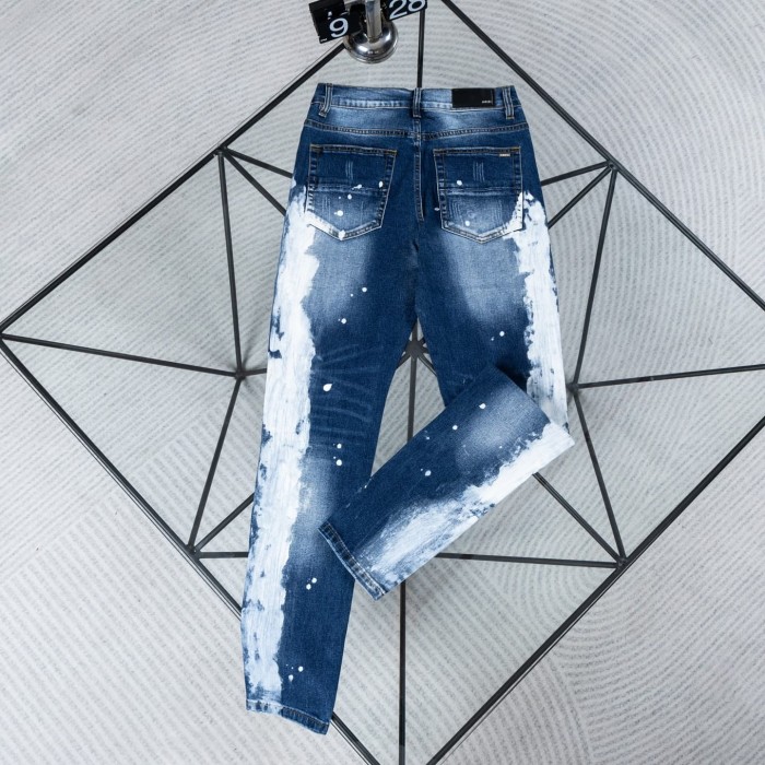 Amiri High Street Side White Splatter Graffiti Vintage Slim Straight Jeans 29554699