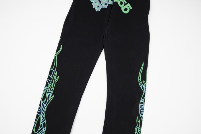 [50% Off]Young Thug-Sp5der Fluorescent color pattern passerby face Print hoodie & pants set