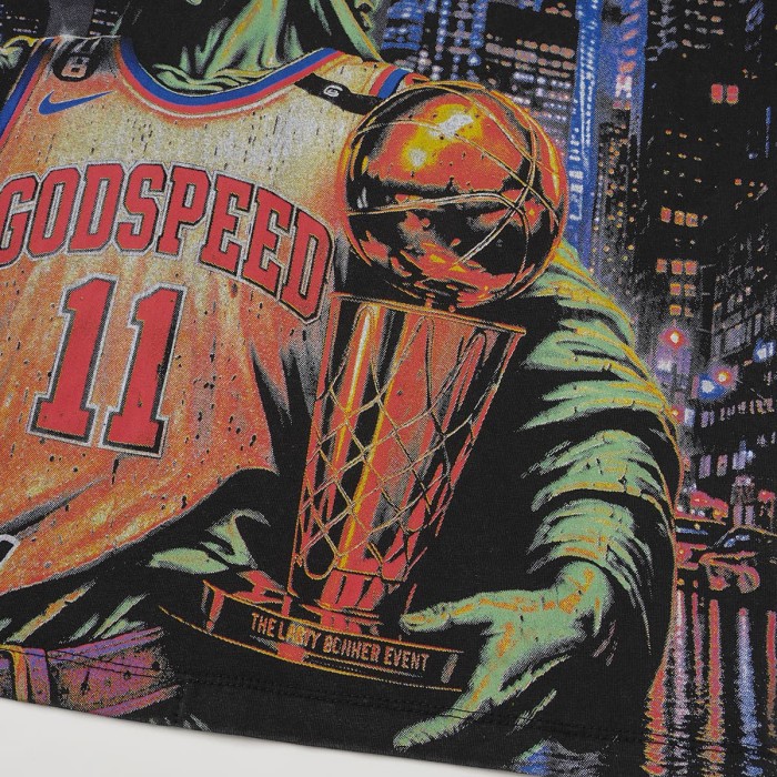 Godspeed Statue Of Liberty Basketball Print Back Slogan Cracked Logo Washed T-Shirt 2 colors 29555594