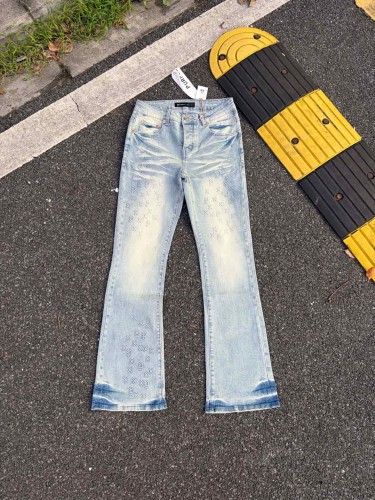 Purple Brand Light Blue Wash XP Letter Embroidery Whiskering Flare Jeans 29554968