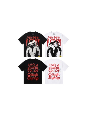 Cough Syrup Blindfold Portrait Red Drip Slogan Front Back Print Tee 2 colors 29555824