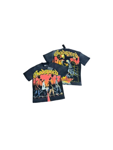Godspeed Washed Front Skate Skeleton Gothic Letter Back Champion Slogan T-Shirt 29554988