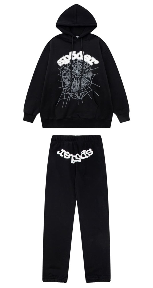 [50% Off]Young Thug-Sp5der Arc-shaped sp5der web print hoodie & pants set