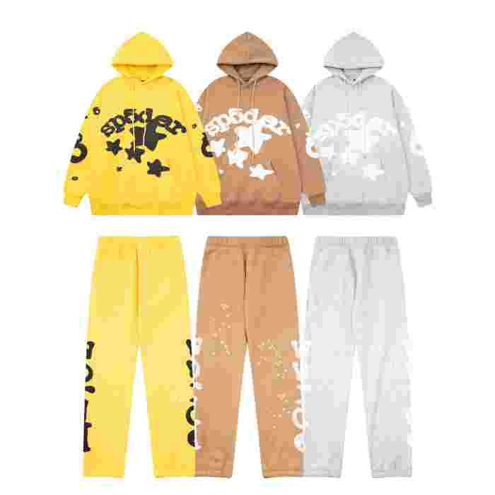 [50% Off]Young Thug-Sp5der Digital number 5 and stars Print hoodie & pants set