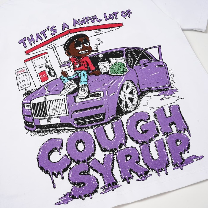 Cough Syrup Front Luxury Car Cartoon Print Back Drip Slogan Tee 2 colors 29555812