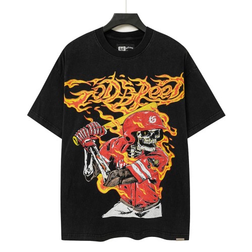 Godspeed Flame Font Baseball Skeleton Batter Print T-Shirt 2 colors 29557055