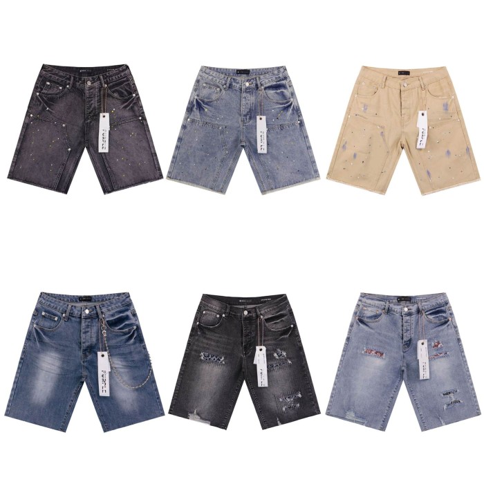 [50% Off]Purple Brand Splashed Ink Washed Denim Shorts 6 colors