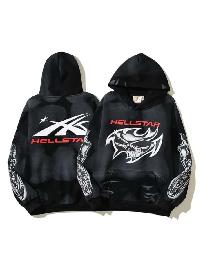 [50% Off]Hellstar Studio Vintage Skull Print hoodie