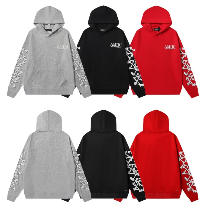 [50% Off]Amiri Classic logo Sleeve bone Print hoodie 3 colors