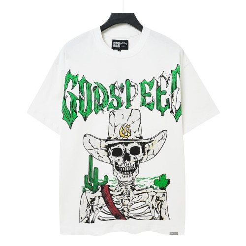 Godspeed Western Cowboy Skeleton Cactus Gothic Letter T-Shirt 2 colors 29557054