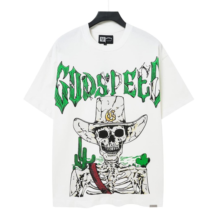 Godspeed Western Cowboy Skeleton Cactus Gothic Letter T-Shirt 2 colors 29557054