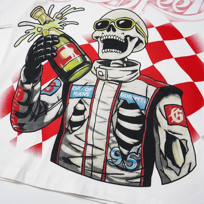 Godspeed Racer Skeleton Champagne Checkerboard Chrome Font T-Shirt 2 colors 29557233