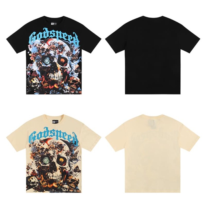 [50% Off]Godspeed Skull and Rose Print tee 2 colors