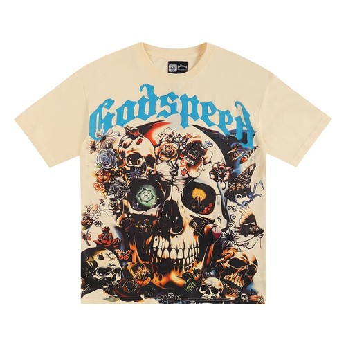 [50% Off]Godspeed Skull and Rose Print tee 2 colors