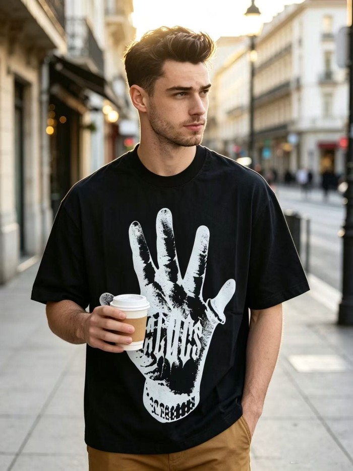 Cough Syrup Hand Print Back Slogan Oversized Crewneck Tee 2 colors 29557037