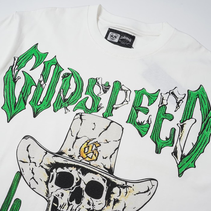 Godspeed Western Cowboy Skeleton Cactus Gothic Letter T-Shirt 2 colors 29557054