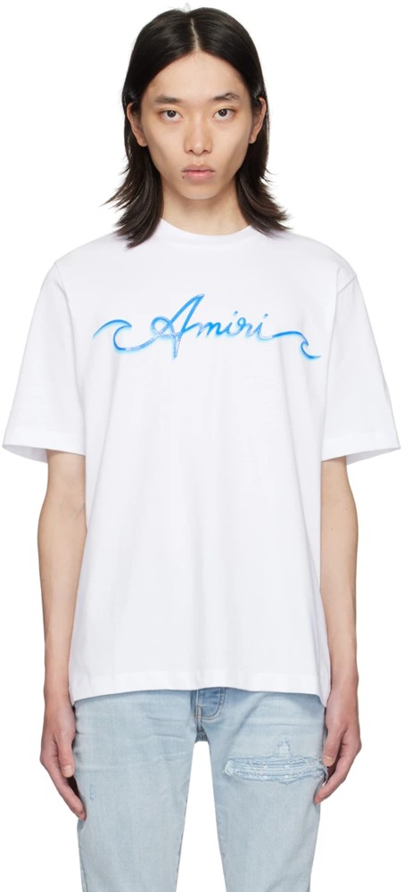 [50% Off]Amiri Blue logo Print tee 2 colors