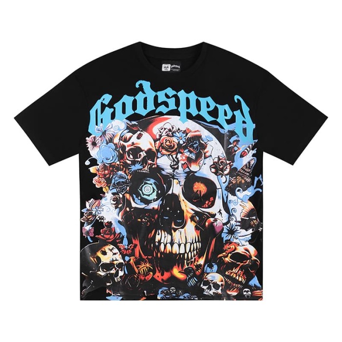 [50% Off]Godspeed Skull and Rose Print tee 2 colors