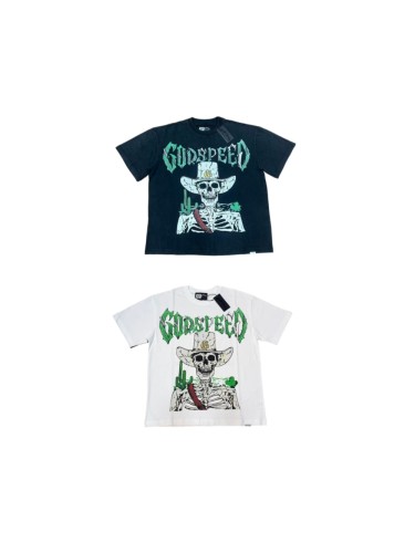 Godspeed Western Cowboy Skeleton Cactus Gothic Letter T-Shirt 2 colors 29557054