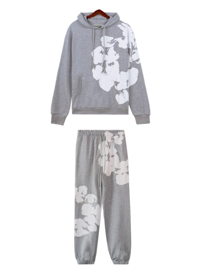 [50% Off]Denim Tears Side Big kapok Print hoodie & pants set 3 colors