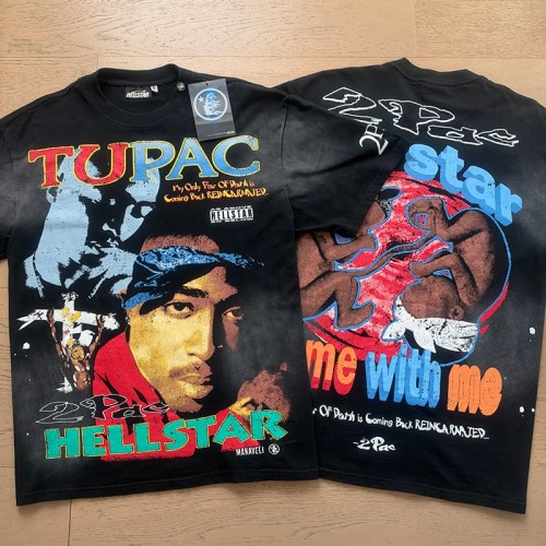 Hellstar Studio X 2Pac Front Color Portrait Letter Back Rebirth Baby Print Slogan Tee 29558844