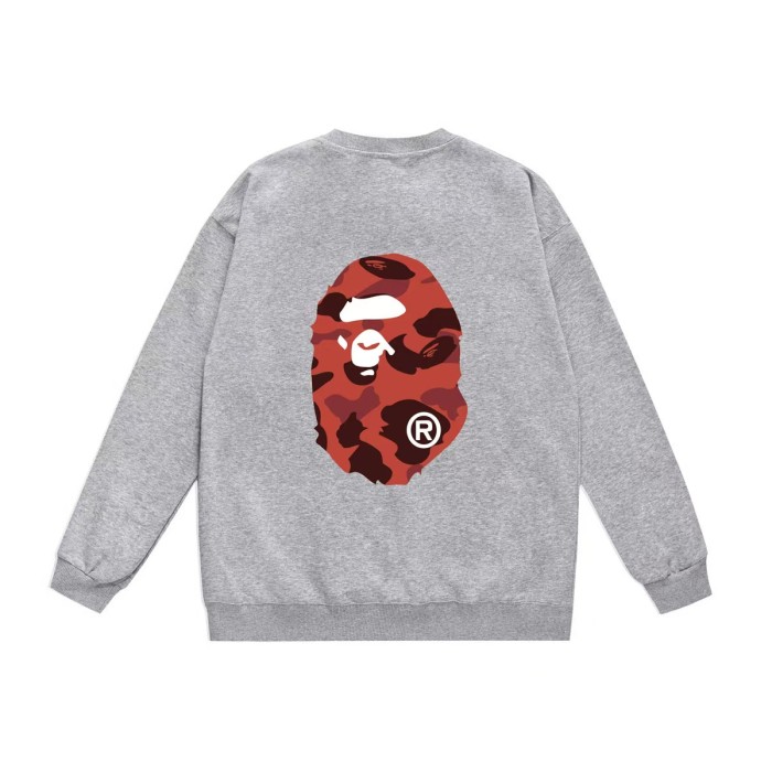 A Bathing Ape Camo Ape Head White Round Logo Print Unisex Crew Neck Sweatshirt 16 colors 29558907