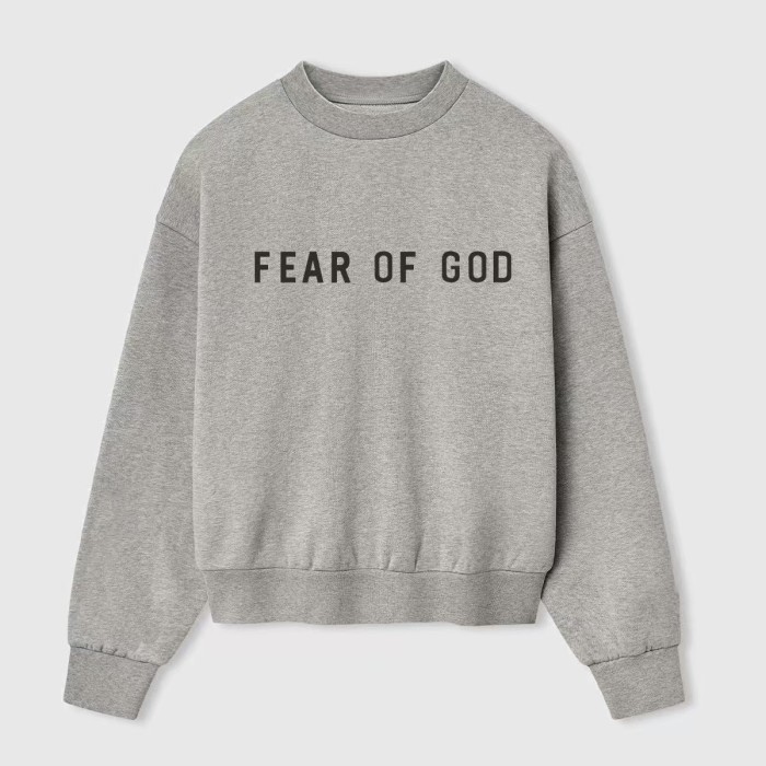 Fear Of God (Essentials) Silicone Letter Fleece Lined Unisex Crew Neck Pullover Sweatshirt 6 colors 29558939