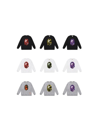 A Bathing Ape Camo Ape Head White Round Logo Print Unisex Crew Neck Sweatshirt 16 colors 29558907
