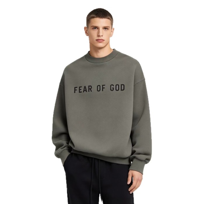 Fear Of God (Essentials) Silicone Letter Fleece Lined Unisex Crew Neck Pullover Sweatshirt 6 colors 29558939