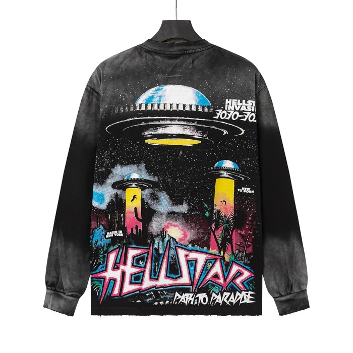 Hellstar Studio Three Eye Alien UFO Gothic Letter Back Desert Long Sleeve T-Shirt 29558872