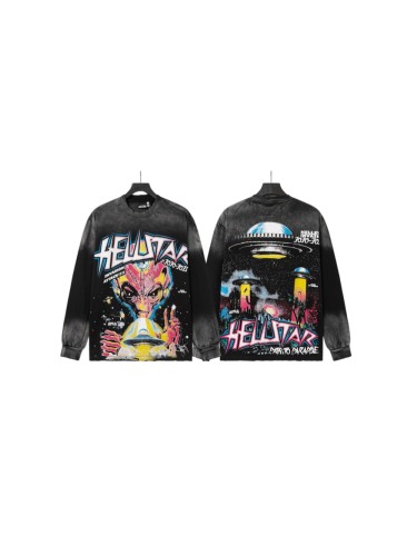 Hellstar Studio Three Eye Alien UFO Gothic Letter Back Desert Long Sleeve T-Shirt 29558872