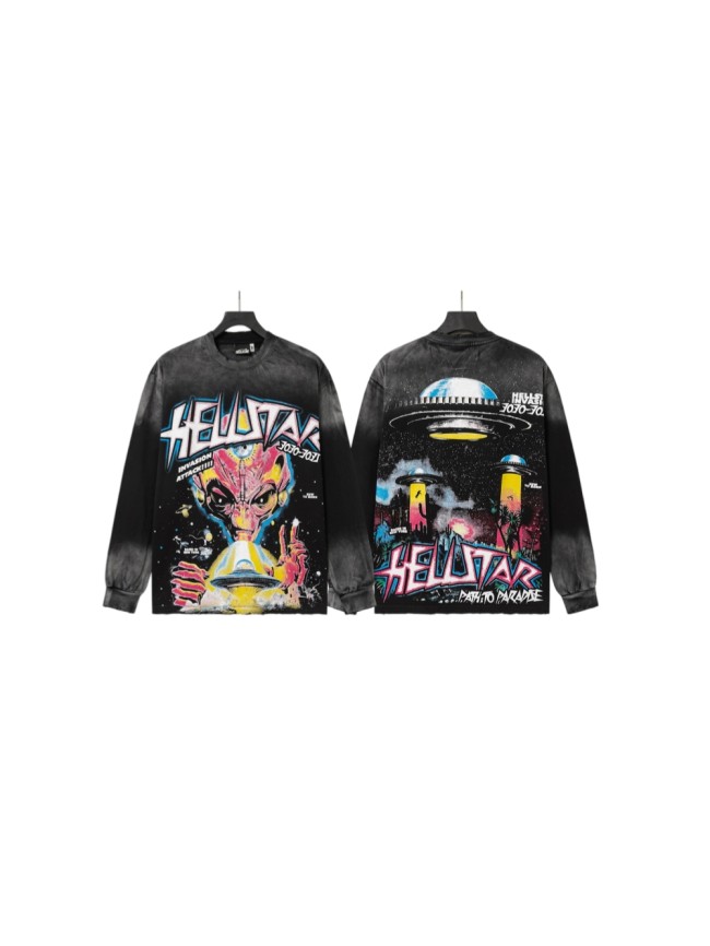 Hellstar Studio Three Eye Alien UFO Gothic Letter Back Desert Long Sleeve T-Shirt 29558872