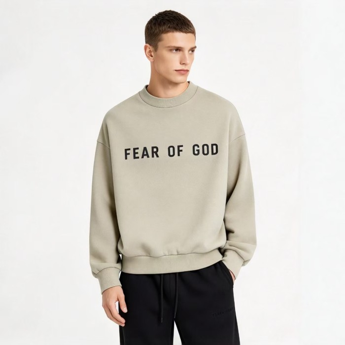 Fear Of God (Essentials) Silicone Letter Fleece Lined Unisex Crew Neck Pullover Sweatshirt 6 colors 29558939