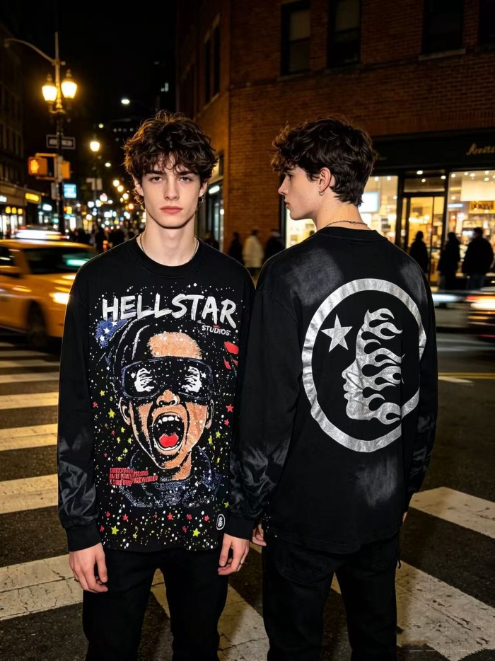 Hellstar Studio Kid Sunglasses Portrait Color Star Slogan Long Sleeve T-Shirt 29558862