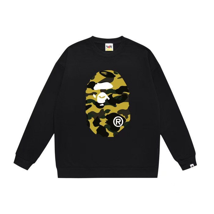 A Bathing Ape Camo Ape Head White Round Logo Print Unisex Crew Neck Sweatshirt 16 colors 29558907