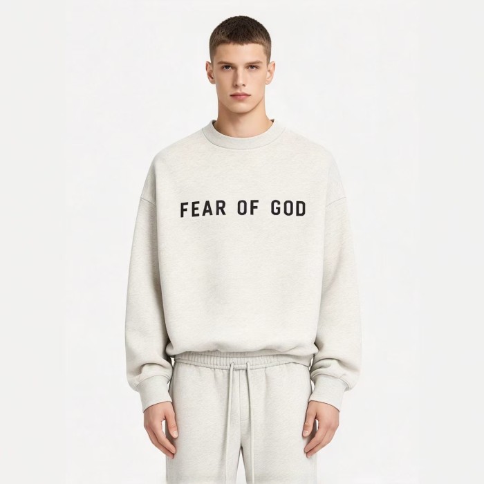 Fear Of God (Essentials) Silicone Letter Fleece Lined Unisex Crew Neck Pullover Sweatshirt 6 colors 29558939