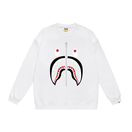 A Bathing Ape Front Shark Head Faux Zip Print Unisex Crew Neck Sweatshirt 3 colors 29558924