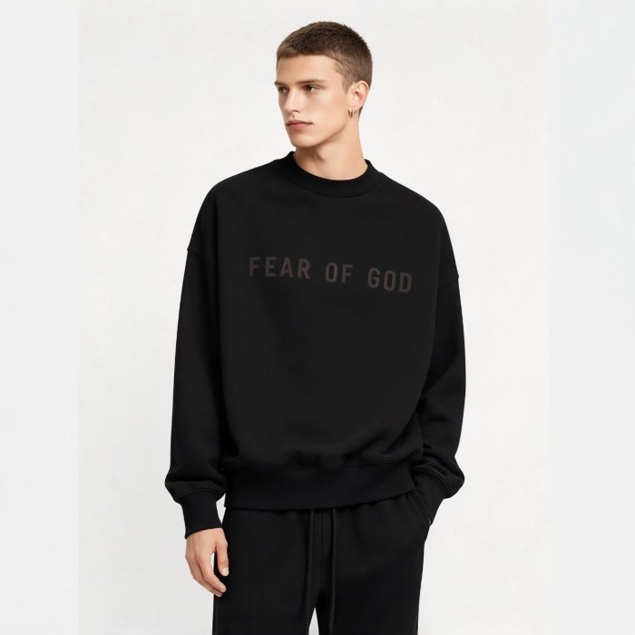 Fear Of God (Essentials) Silicone Letter Fleece Lined Unisex Crew Neck Pullover Sweatshirt 6 colors 29558939
