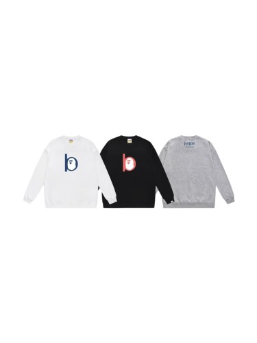 A Bathing Ape B Letter Ape Head Logo Print Unisex Crew Neck Sweatshirt 3 colors 29558917
