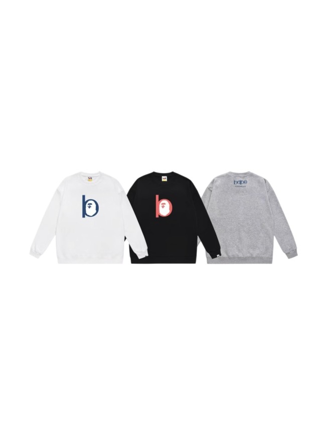 A Bathing Ape B Letter Ape Head Logo Print Unisex Crew Neck Sweatshirt 3 colors 29558917