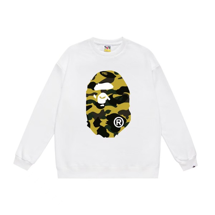 A Bathing Ape Camo Ape Head White Round Logo Print Unisex Crew Neck Sweatshirt 16 colors 29558907